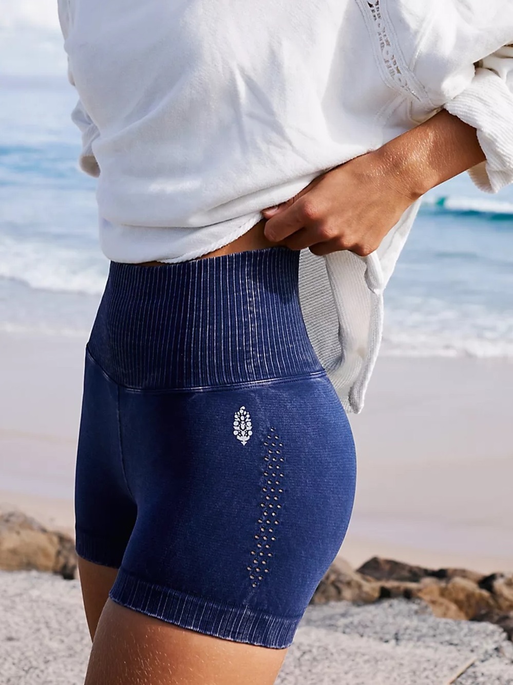 Free People Good Karma High-Rise 2.75" Run Deepest Navy Shorts
